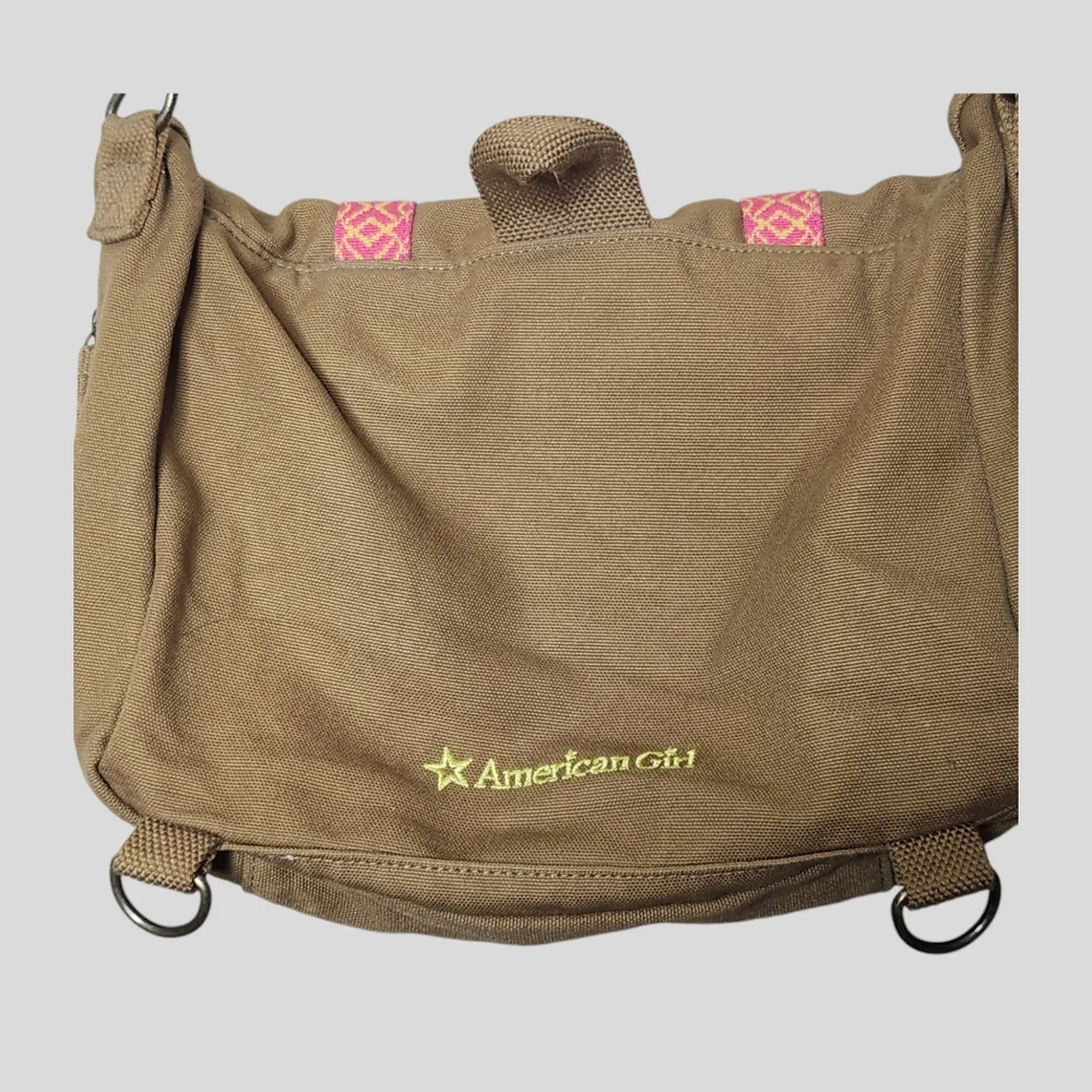 American Girl Lea Clark Embroidered Canvas Messenger Bag Brown